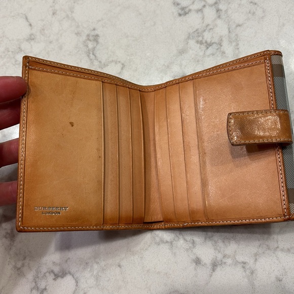 Burberry Canvas Plaid Nova Check Light Blue Compact Fold Wallet - Picture 8 of 10